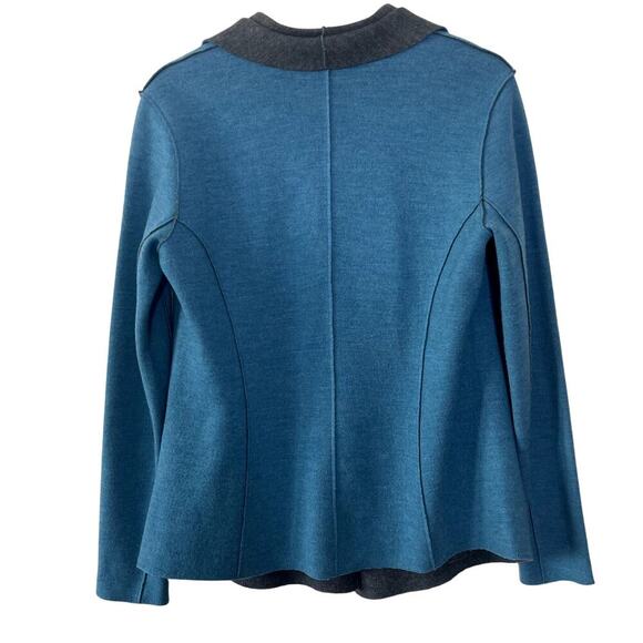 EILEEN FISHER  TURQUOISE GRAY FELTED MERINO WOOL  BLAZER SIZE S - Picture 3 of 11